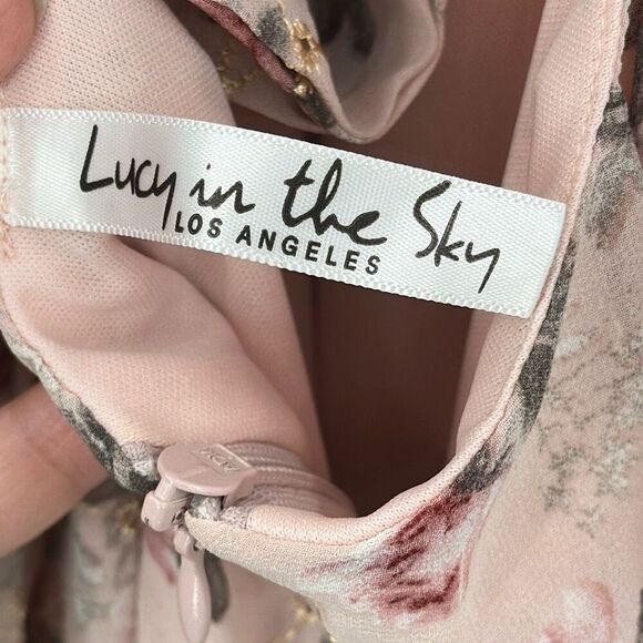 Lucy in the Sky Pink Floral Print Tie-Back Mini Dress Small - Picture 3 of 11